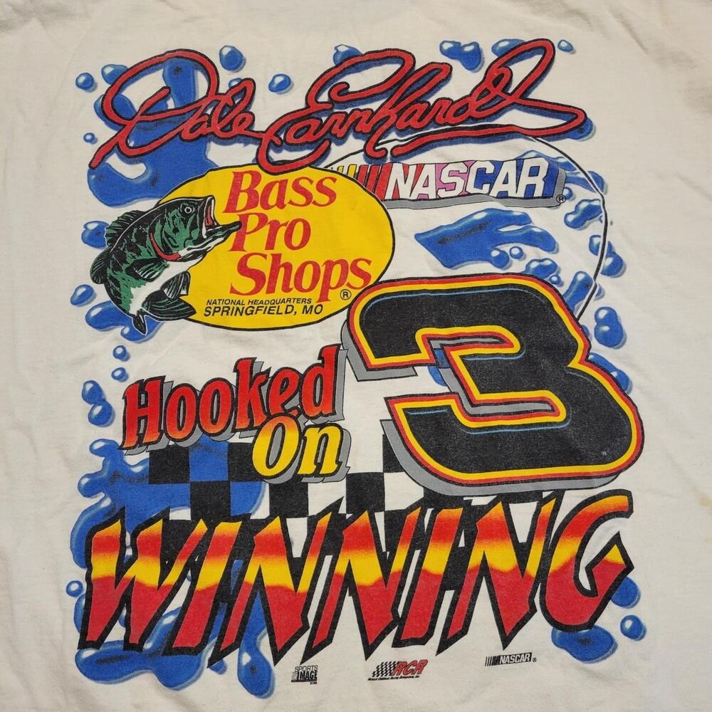 VTG 90s Dale Earnhardt Bass Pro Shops NASCAR Tee XL Made in USA Americana Street